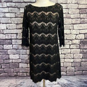 Jessica H. Black Lace 3/4 Sleeve Dress Size 14P